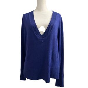 Banana Republic Large Purple Silk Cashmere Sweater - Luxury V-Neck Lightweight